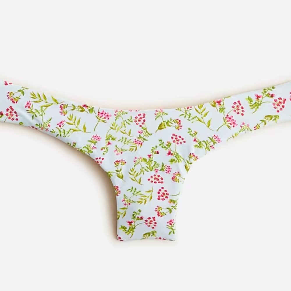 J. Crew Scoopneck Curved Waist Cheeky Bikini Cloud Meadow Floral NWT - Picture 5 of 8